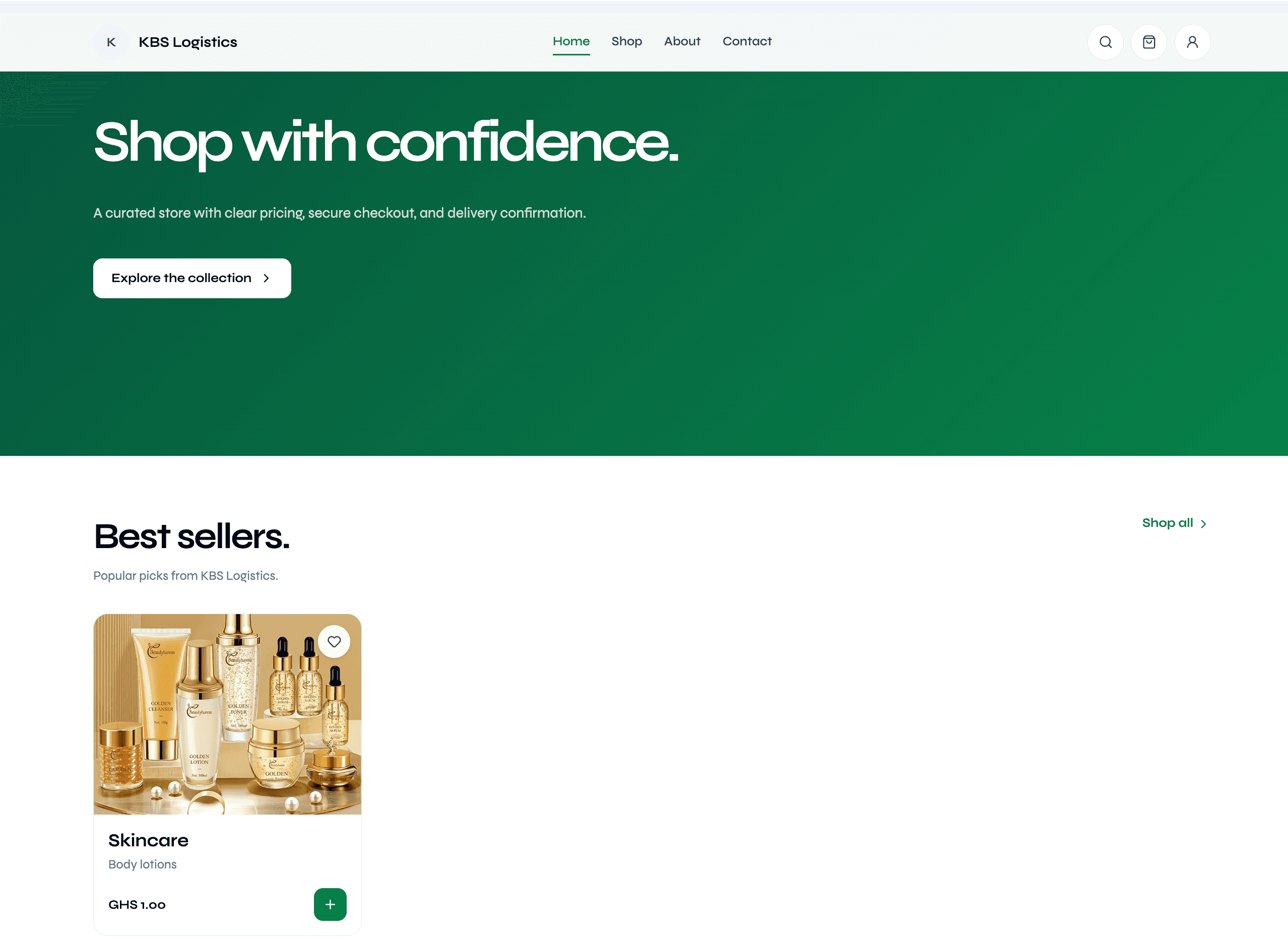 A published TrustCart storefront on desktop